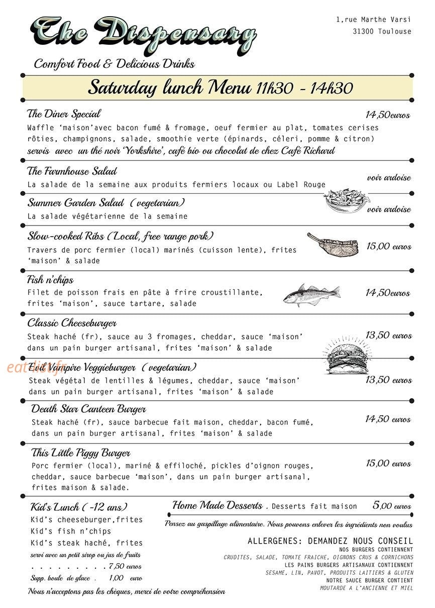 The Dispensary — carte page 3