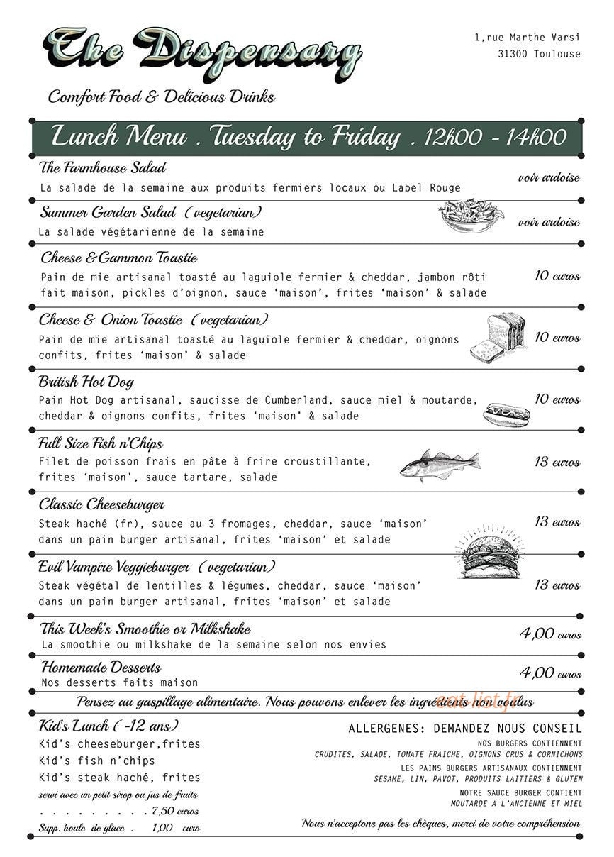 The Dispensary — carte page 5
