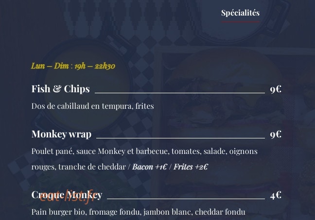The Four Monkeys — carte page 4