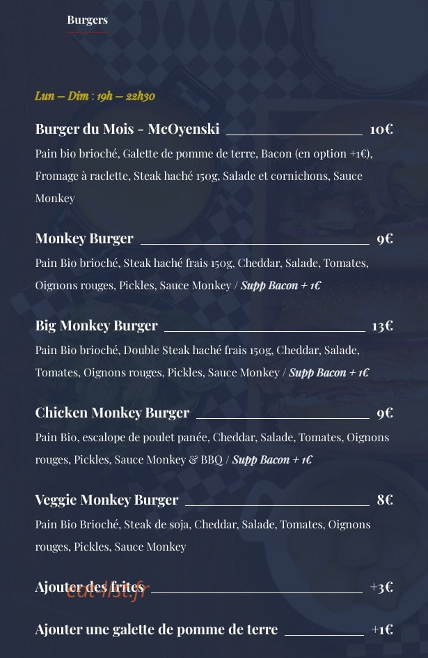 The Four Monkeys — carte page 1