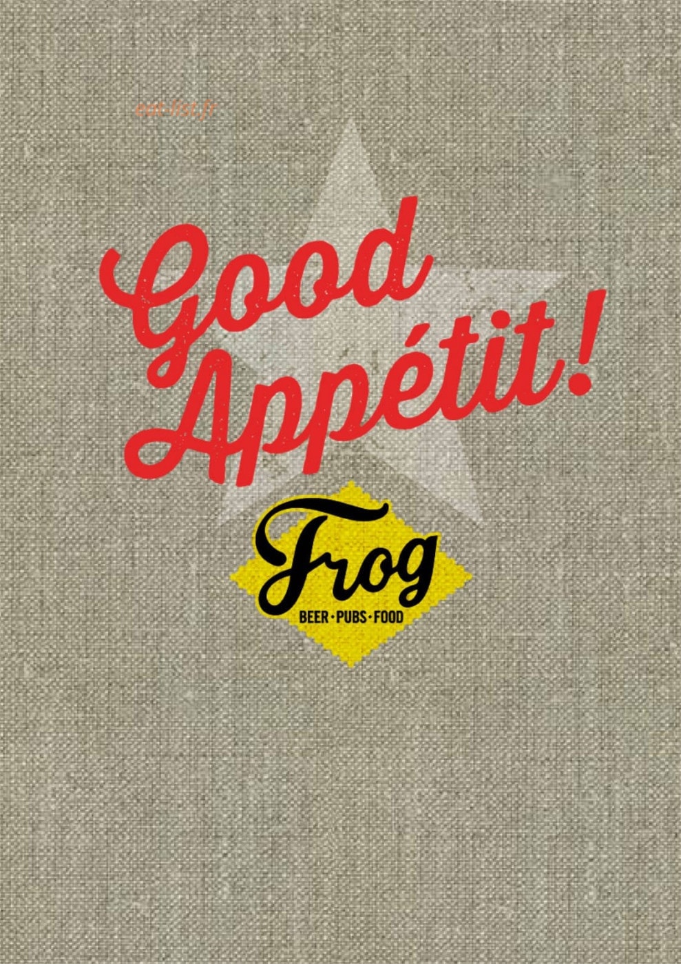 The Frog & Rosbif — carte page 1