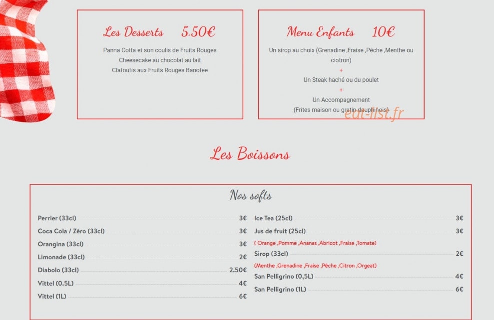 Carte et menu de The Kanteen à Toulouse — Les desserts, menu enfants et boissons