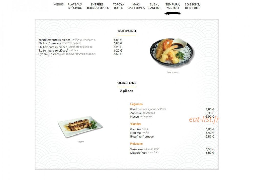 Toroya — carte page 7