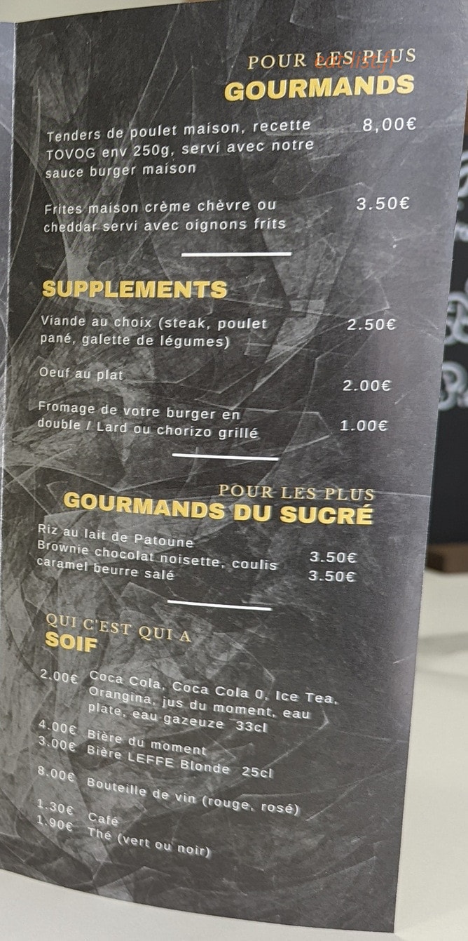 Tovog Burger — carte page 3