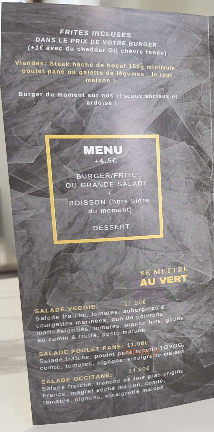 Tovog Burger — carte page 2