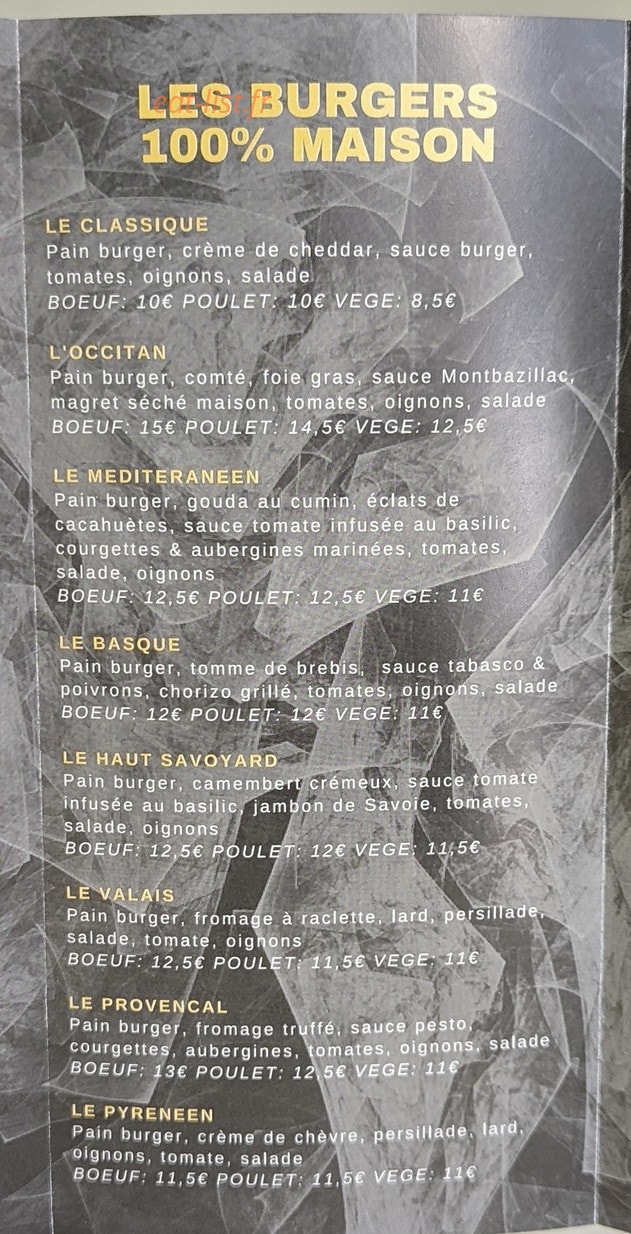 Tovog Burger — carte page 1
