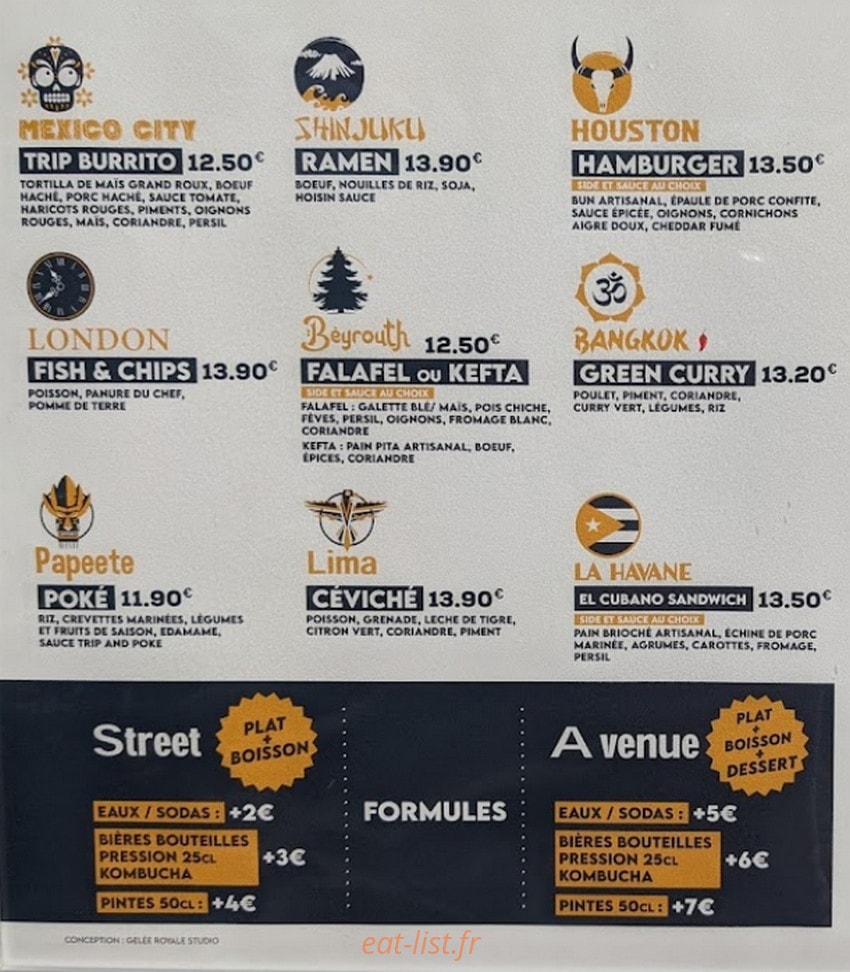 trip & str'eat — carte page 1
