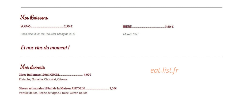Venitie pizza — carte page 3