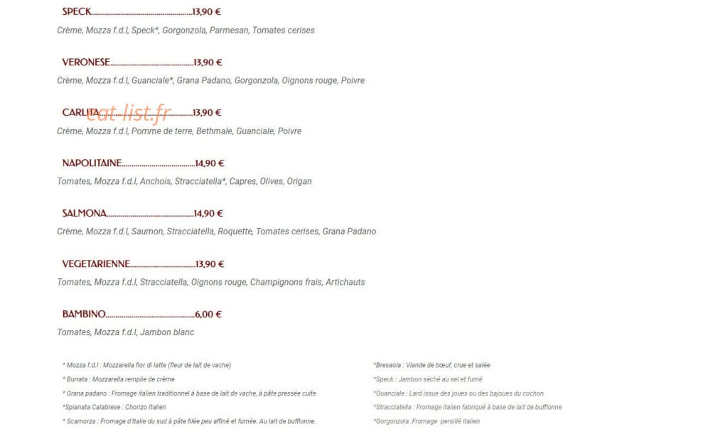 Venitie pizza — carte page 2