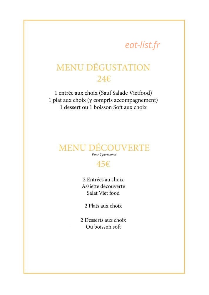Carte et menu de Viet Food 84 à Toulouse — Menu