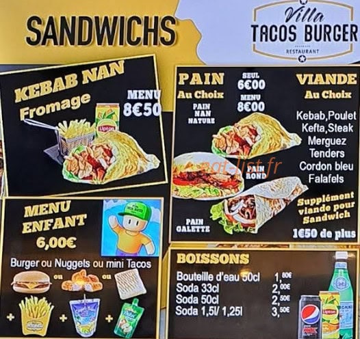 Villa tacos burger — carte page 7