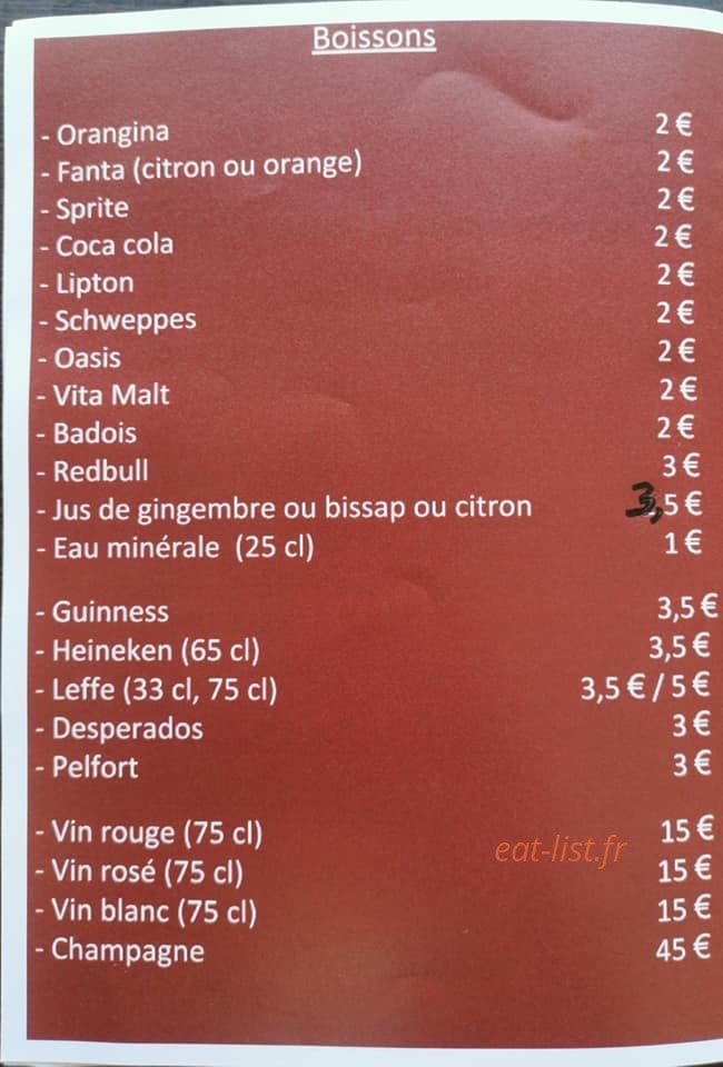 Woezon Restaurant — carte page 1