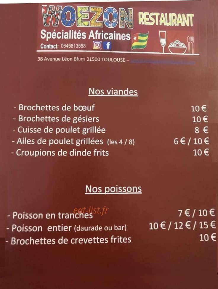 Woezon Restaurant — carte page 4