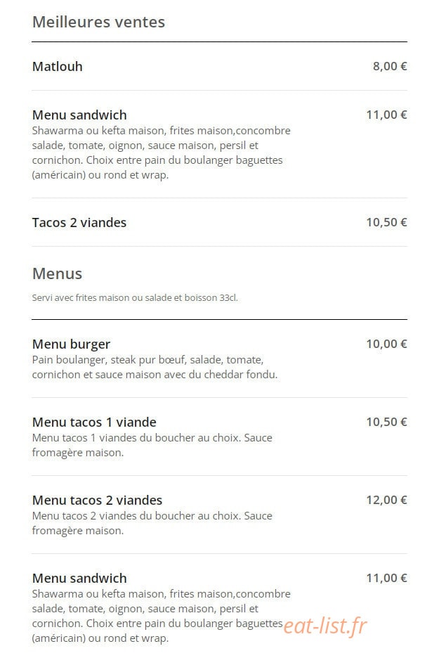 world of food — carte page 1