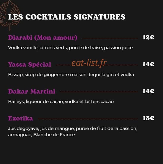 Yassa Bar — carte page 6