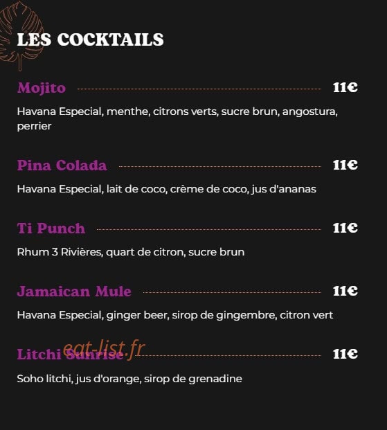 Yassa Bar — carte page 5