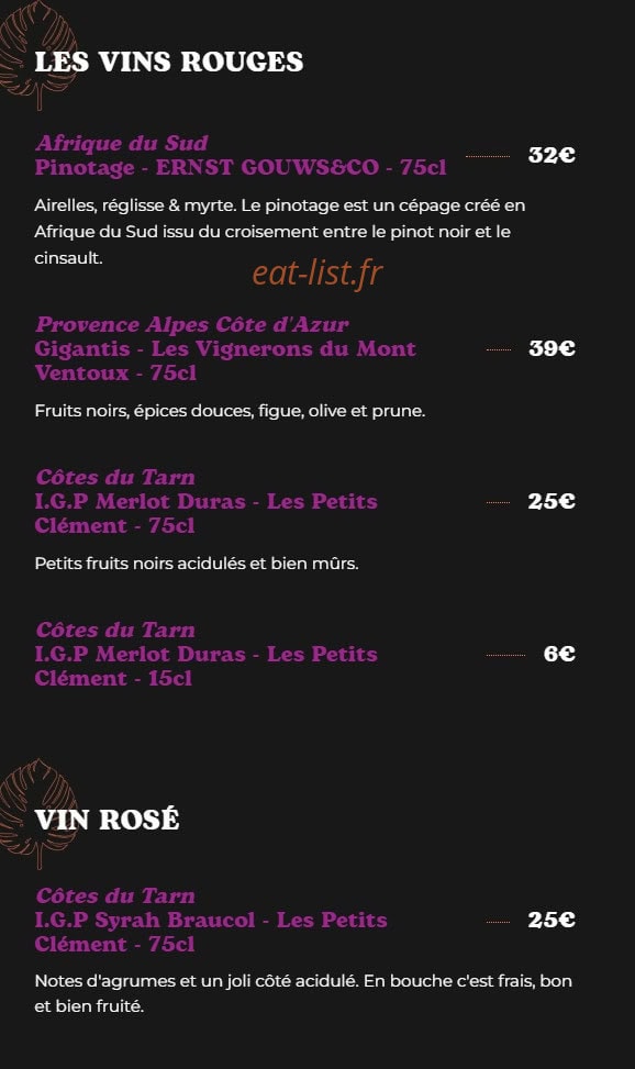 Yassa Bar — carte page 9