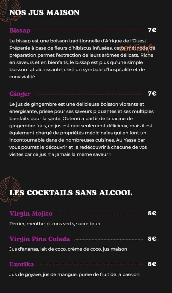 Yassa Bar — carte page 4