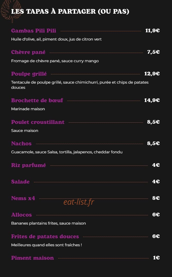 Yassa Bar — carte page 2