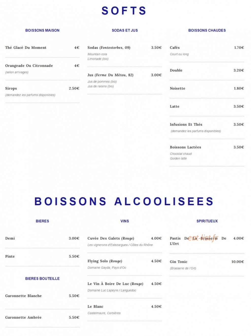 Yaz Cantine — carte page 4