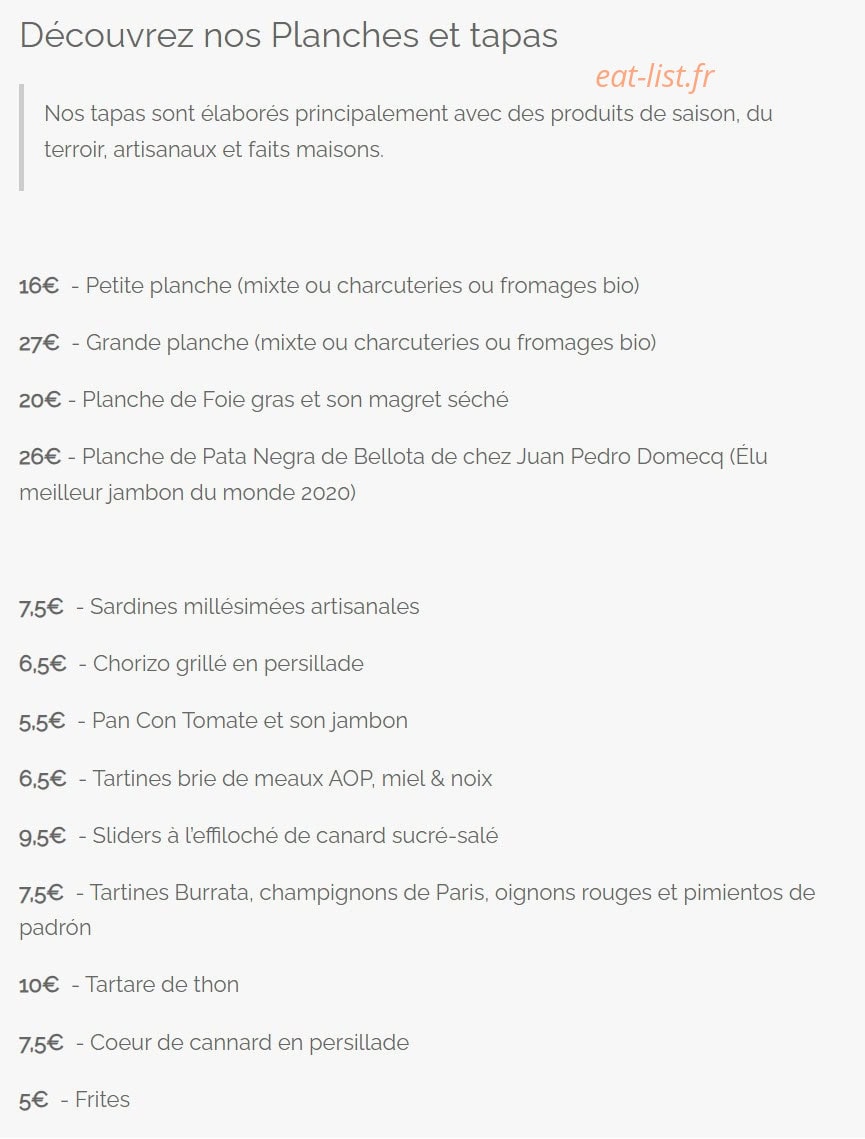 Au Petit Glou — carte page 1
