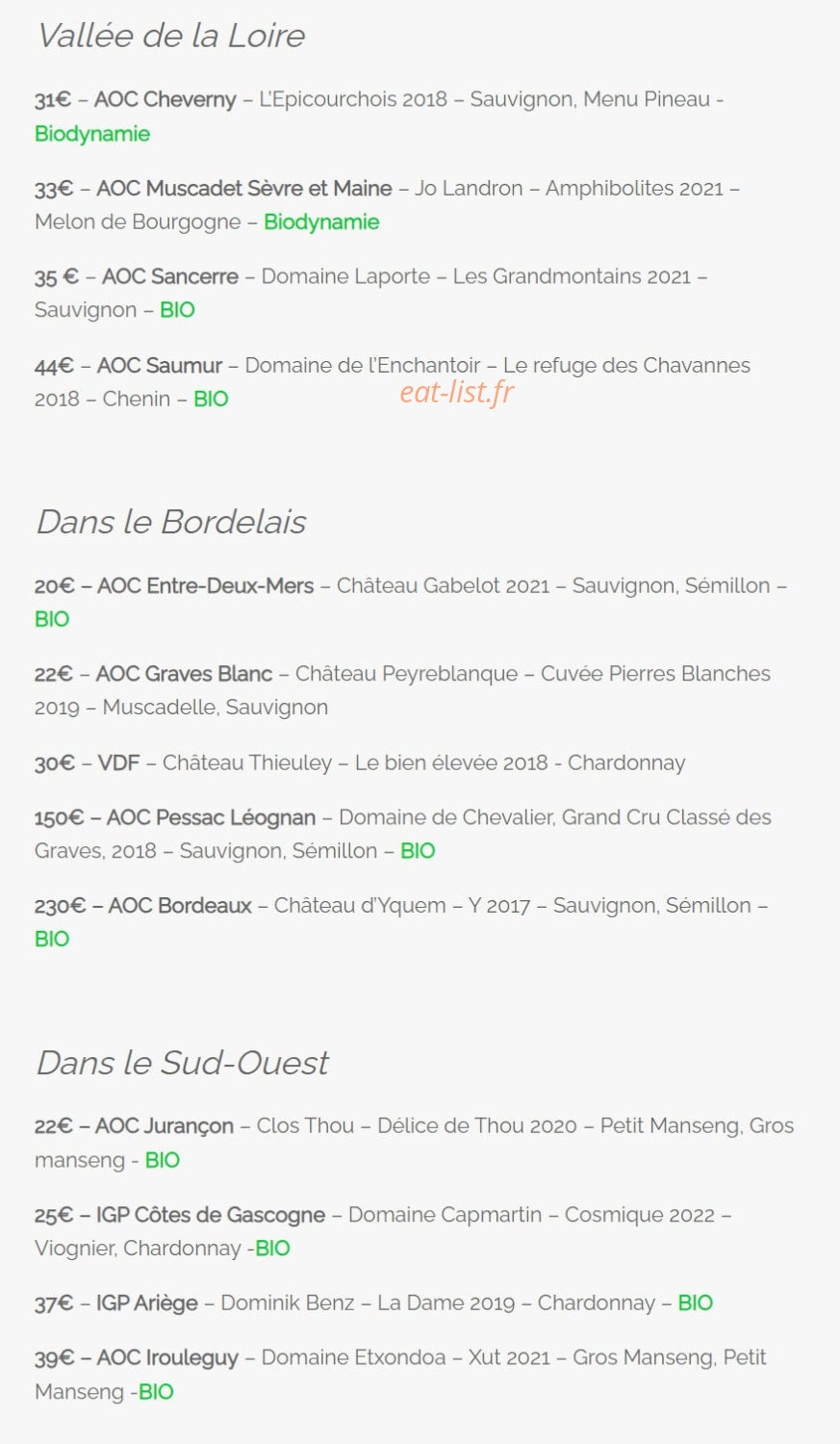 Au Petit Glou — carte page 10
