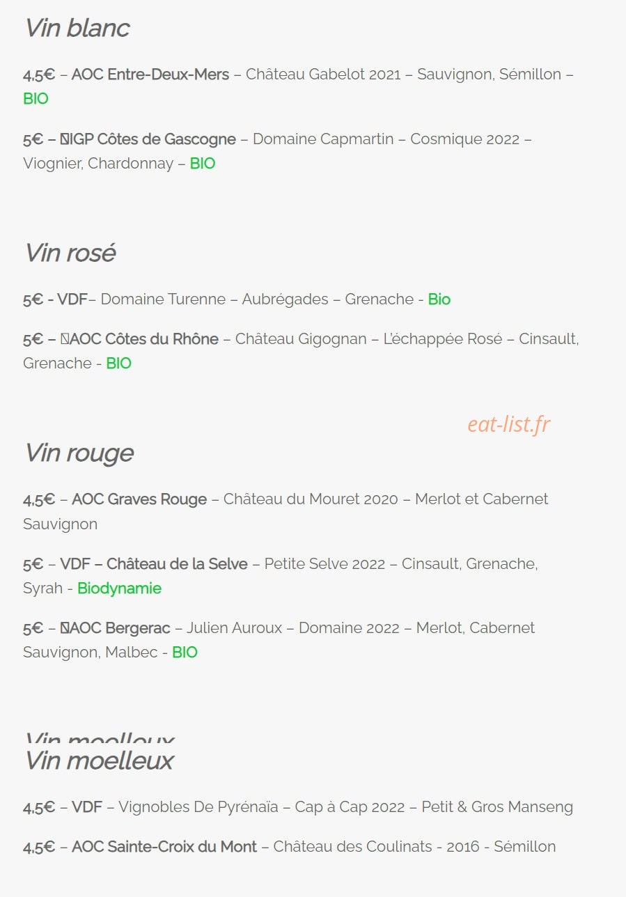 Au Petit Glou — carte page 3