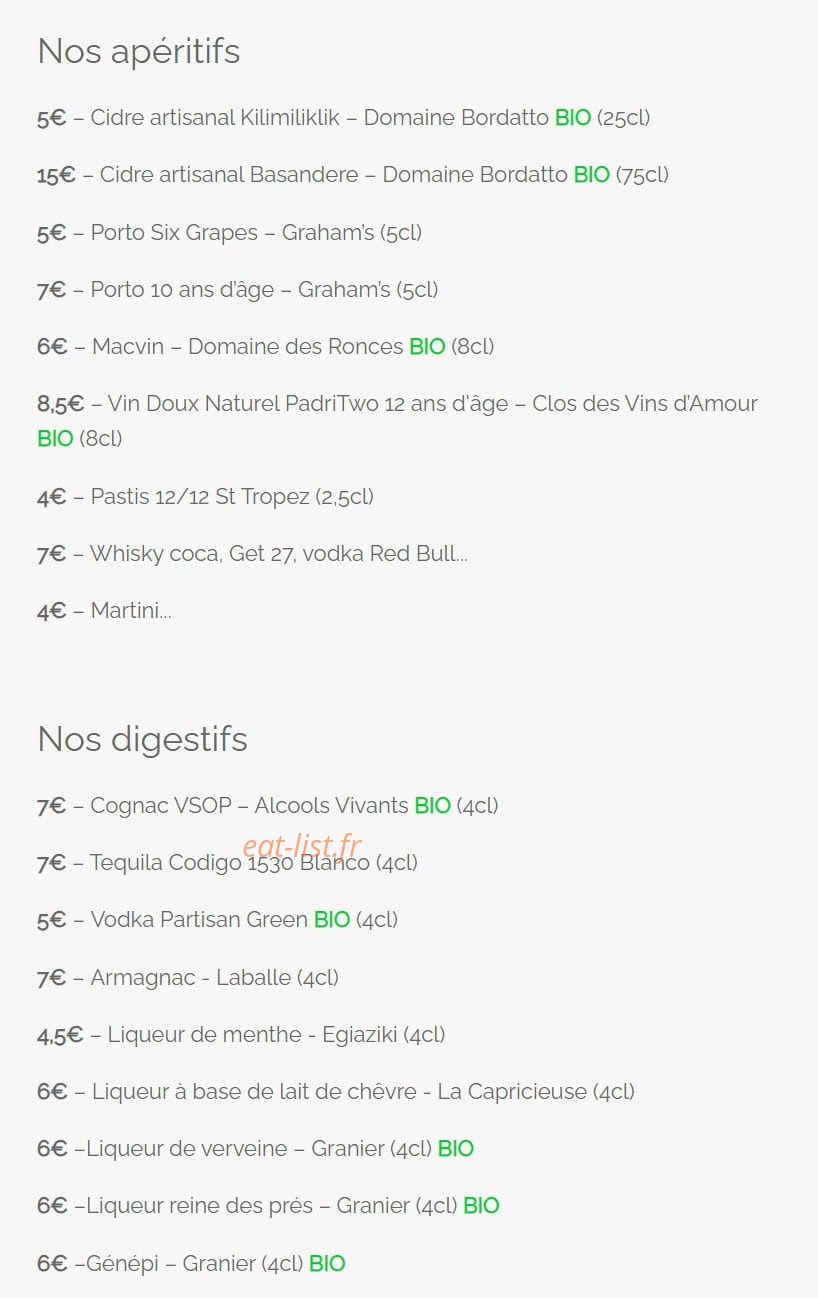 Au Petit Glou — carte page 17