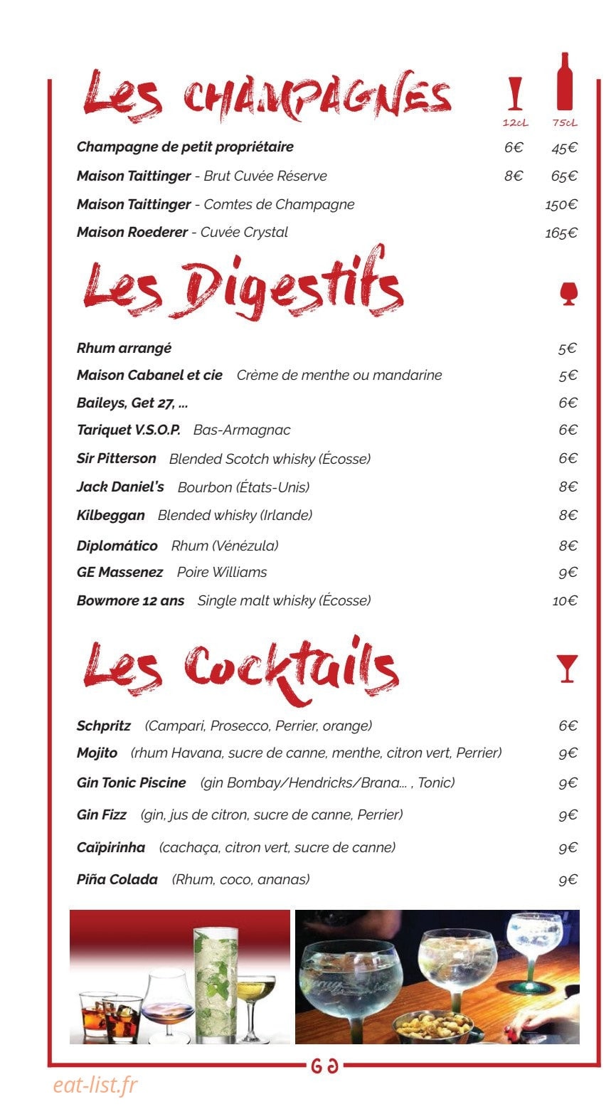 Les Galeries Gourmandes — carte page 7
