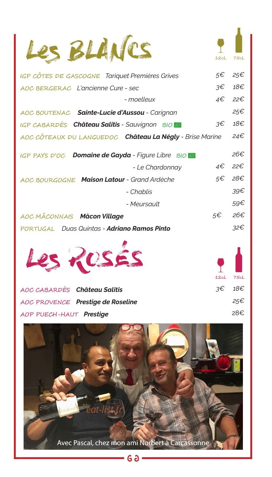 Les Galeries Gourmandes — carte page 6