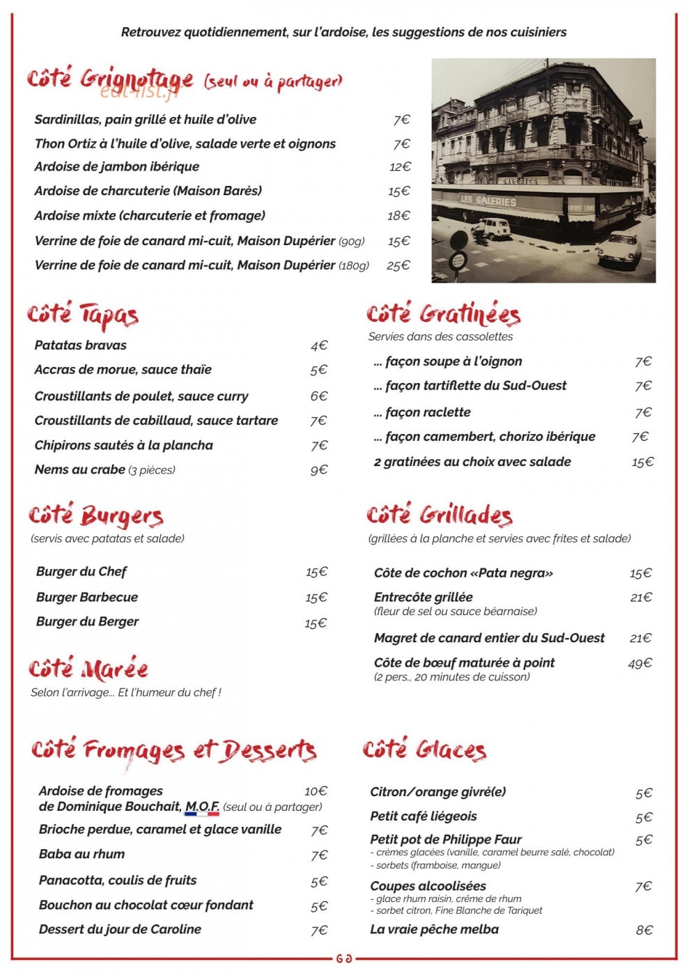 Les Galeries Gourmandes — carte page 2