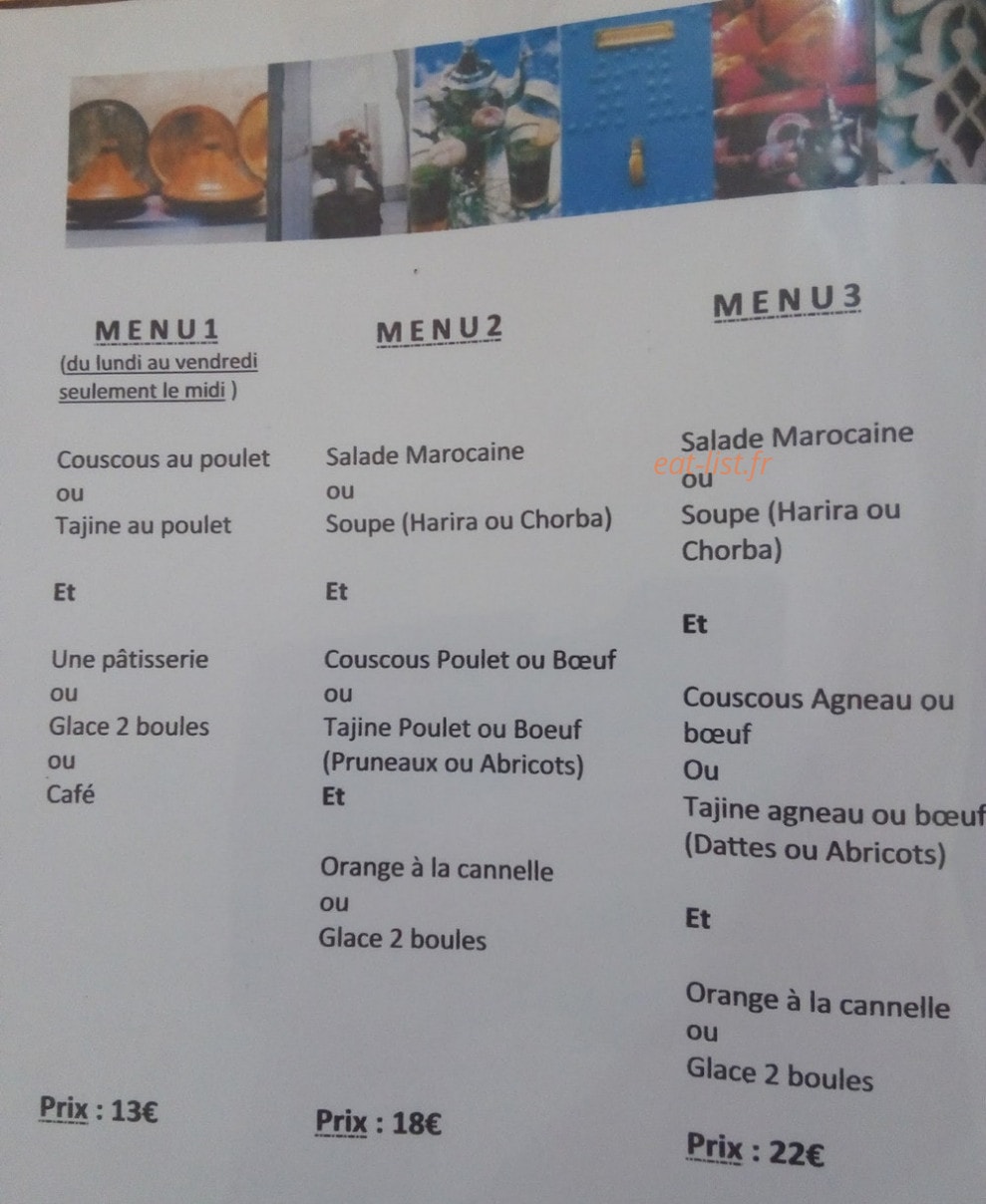 Restaurant l'Atlas — carte page 1