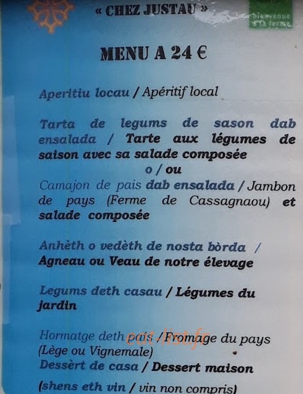 Chez Justau — carte page 1