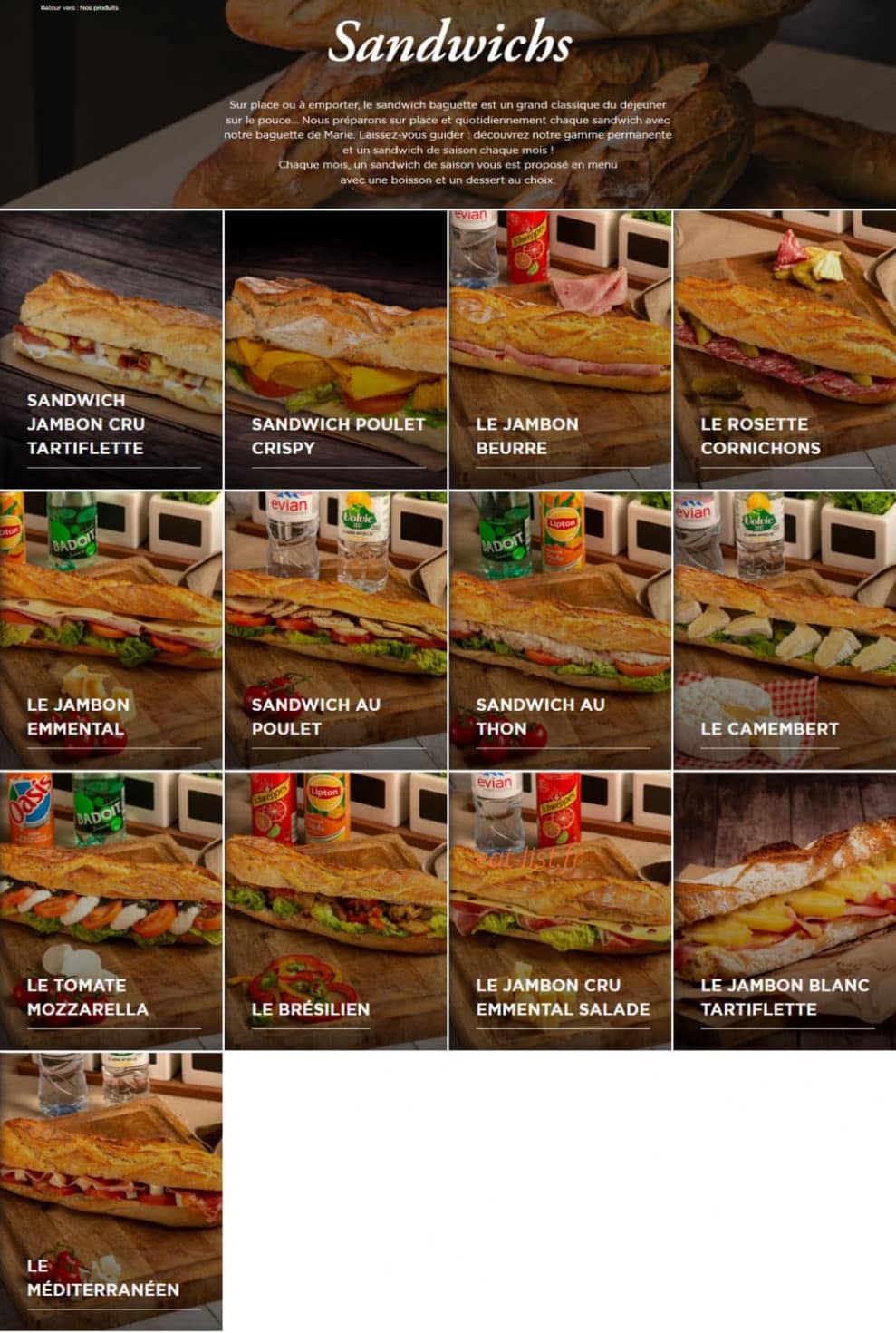 Carte et menu de Boulangerie Marie Blachère à Portet sur Garonne — Les sandwichs