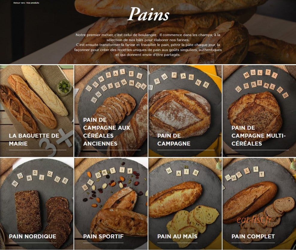 Carte et menu de Boulangerie Marie Blachère à Portet sur Garonne — Les pains