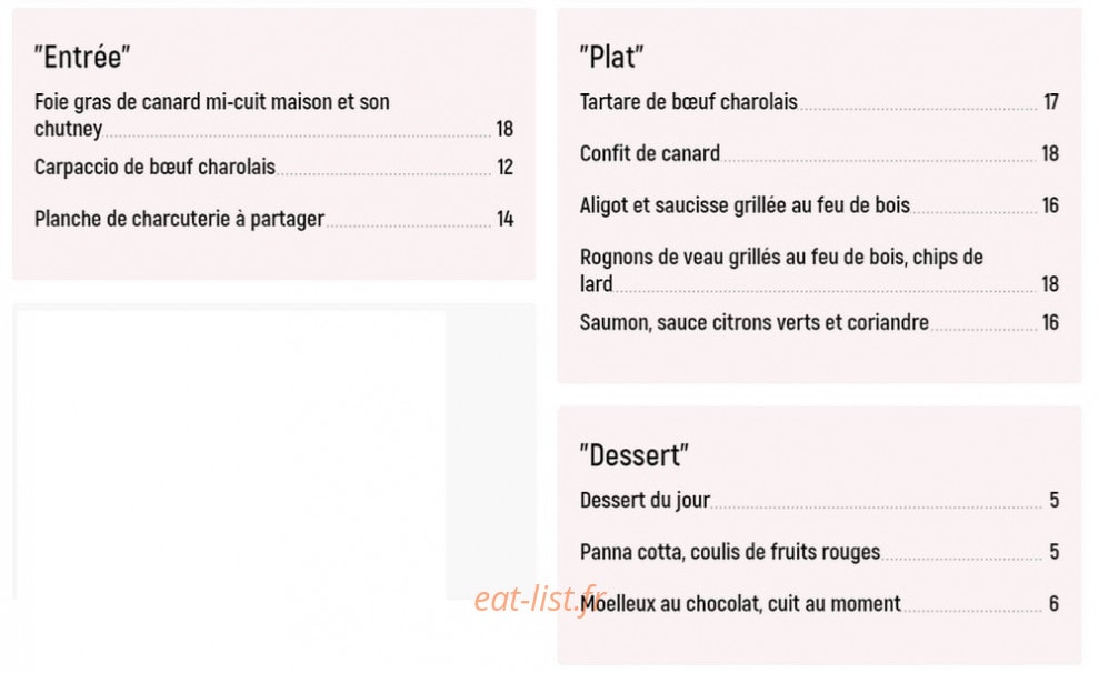 Le café Paul — carte page 1