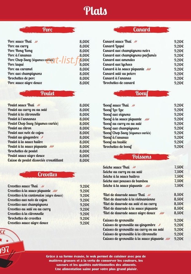 Carte et menu de Les Vallées d'Asie à Portet sur Garonne — Plats