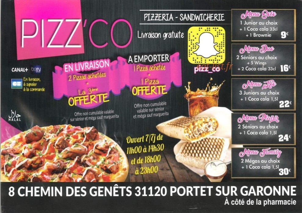 Pizz’Co — carte page 1