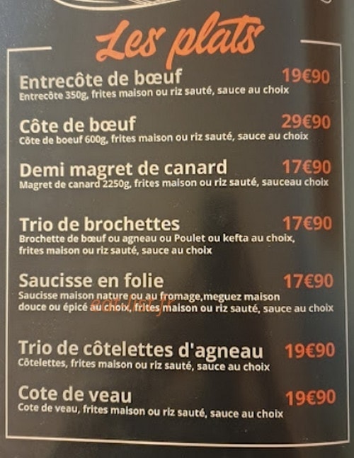 Beef & Grill — carte page 3