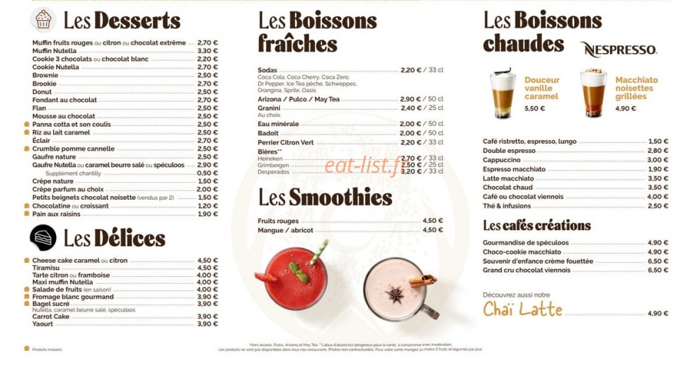 La Cabane à Bagels — carte page 2