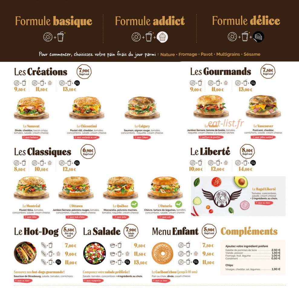 La Cabane à Bagels — carte page 1