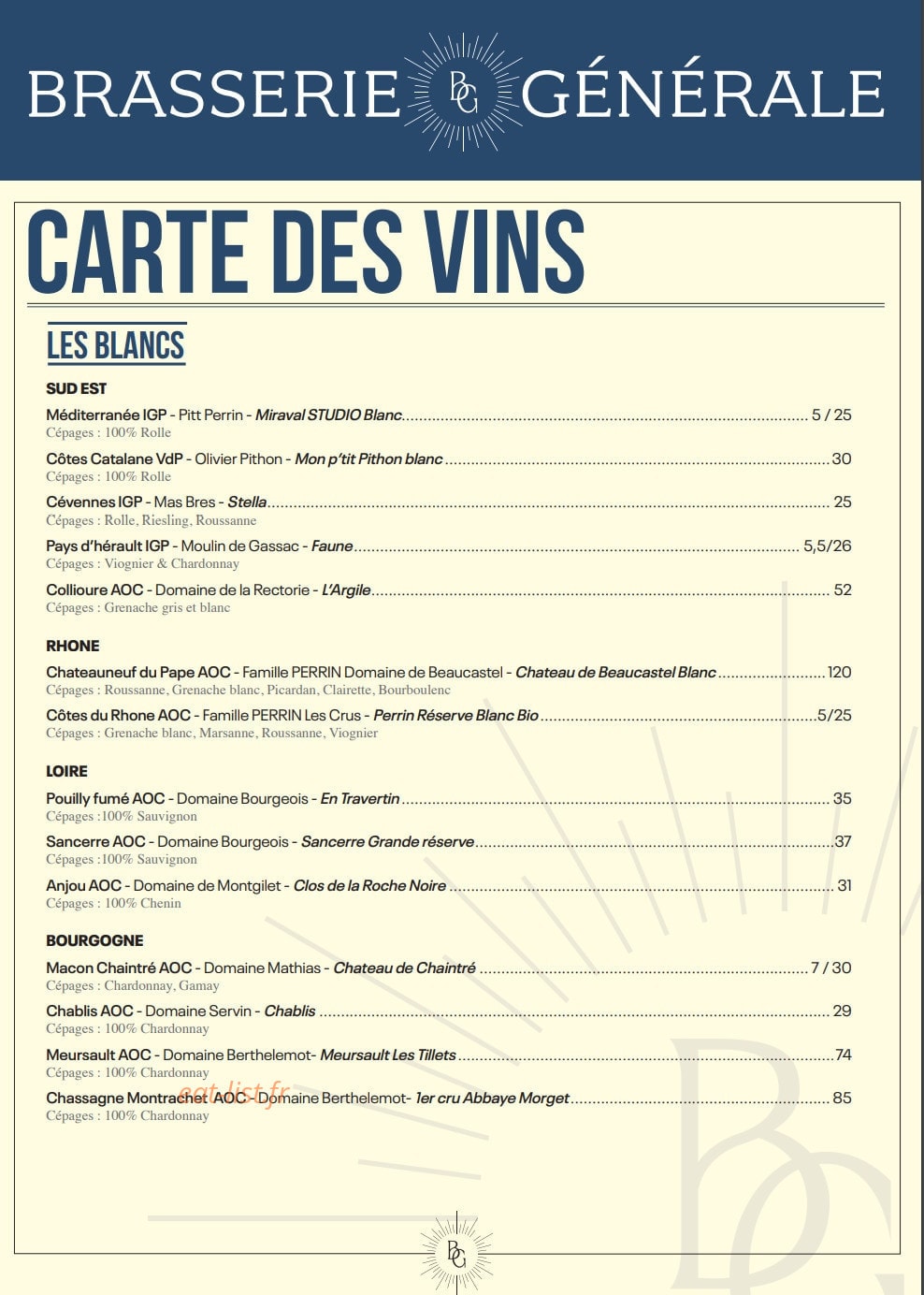 Brasserie Générale — carte page 6