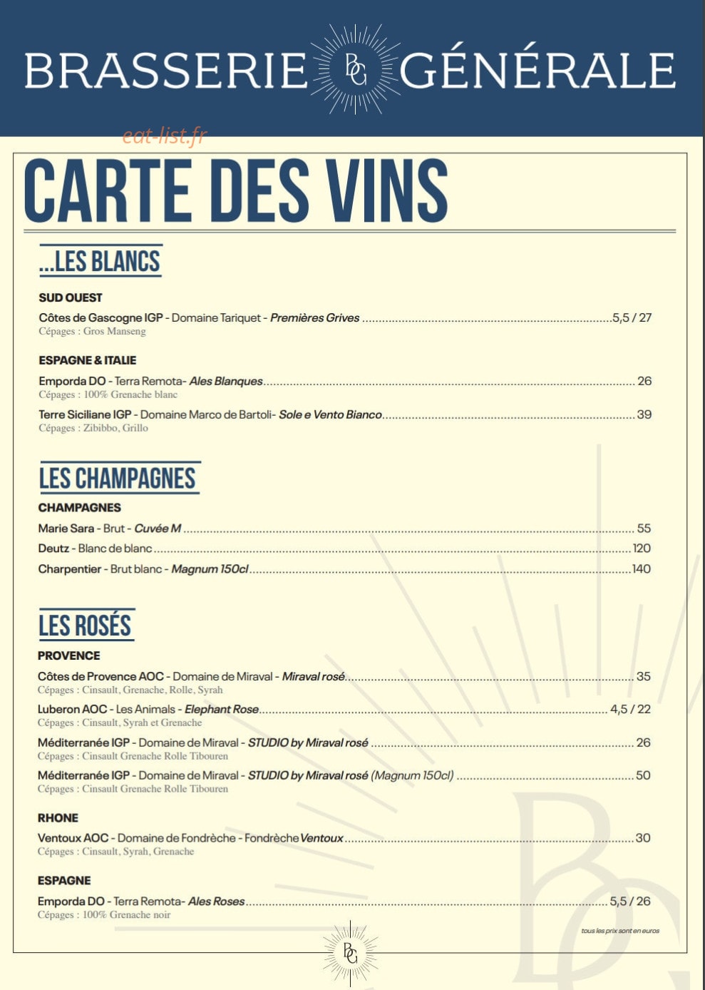 Brasserie Générale — carte page 7