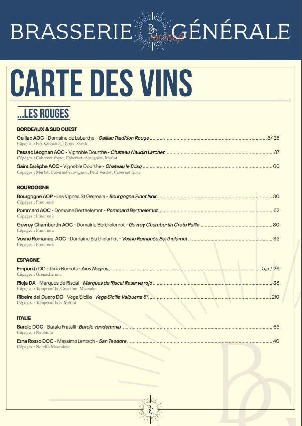 Brasserie Générale — carte page 5