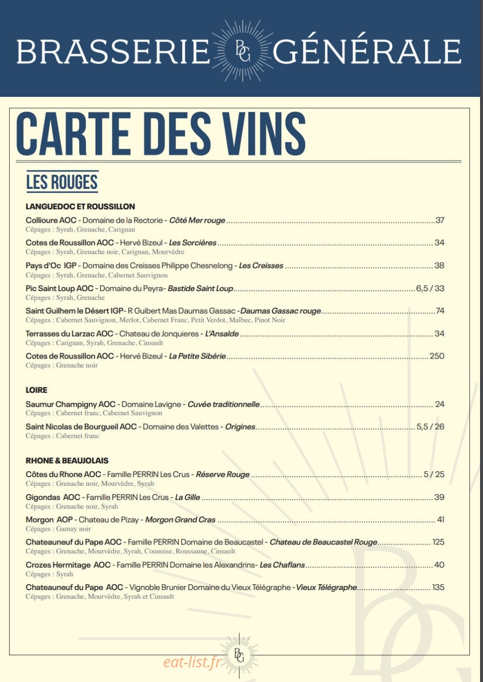 Brasserie Générale — carte page 4
