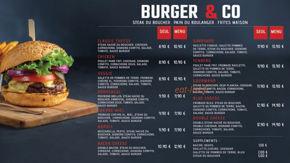 Burger & Co — carte page 1