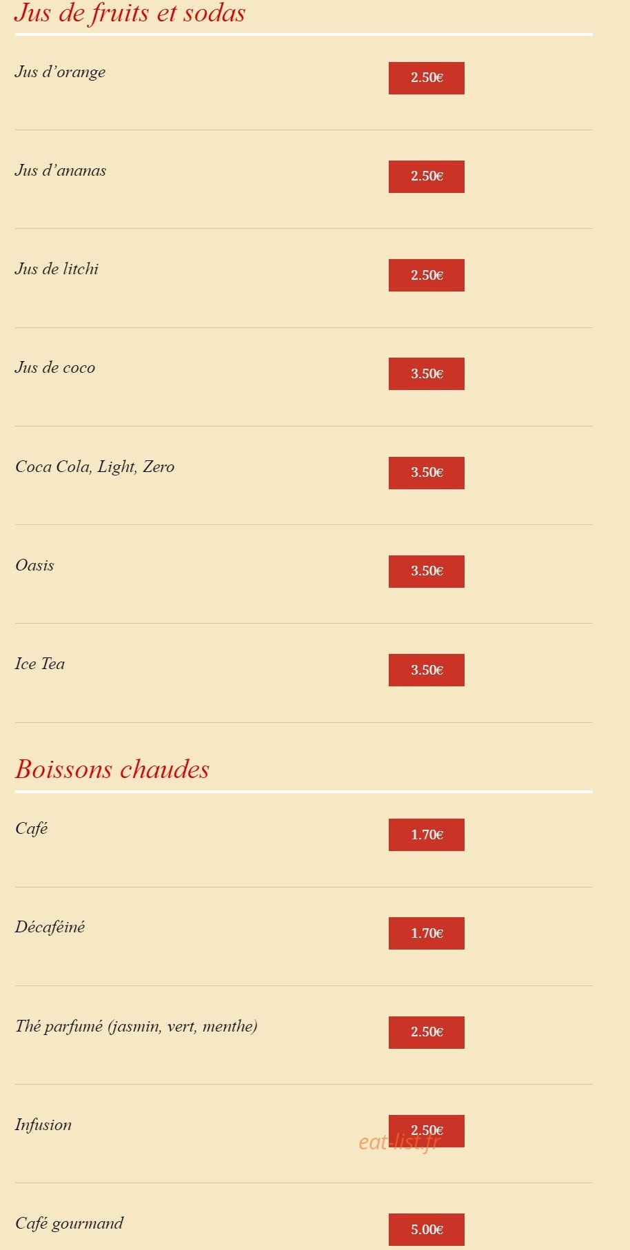 Chez Ay Linh — carte page 13