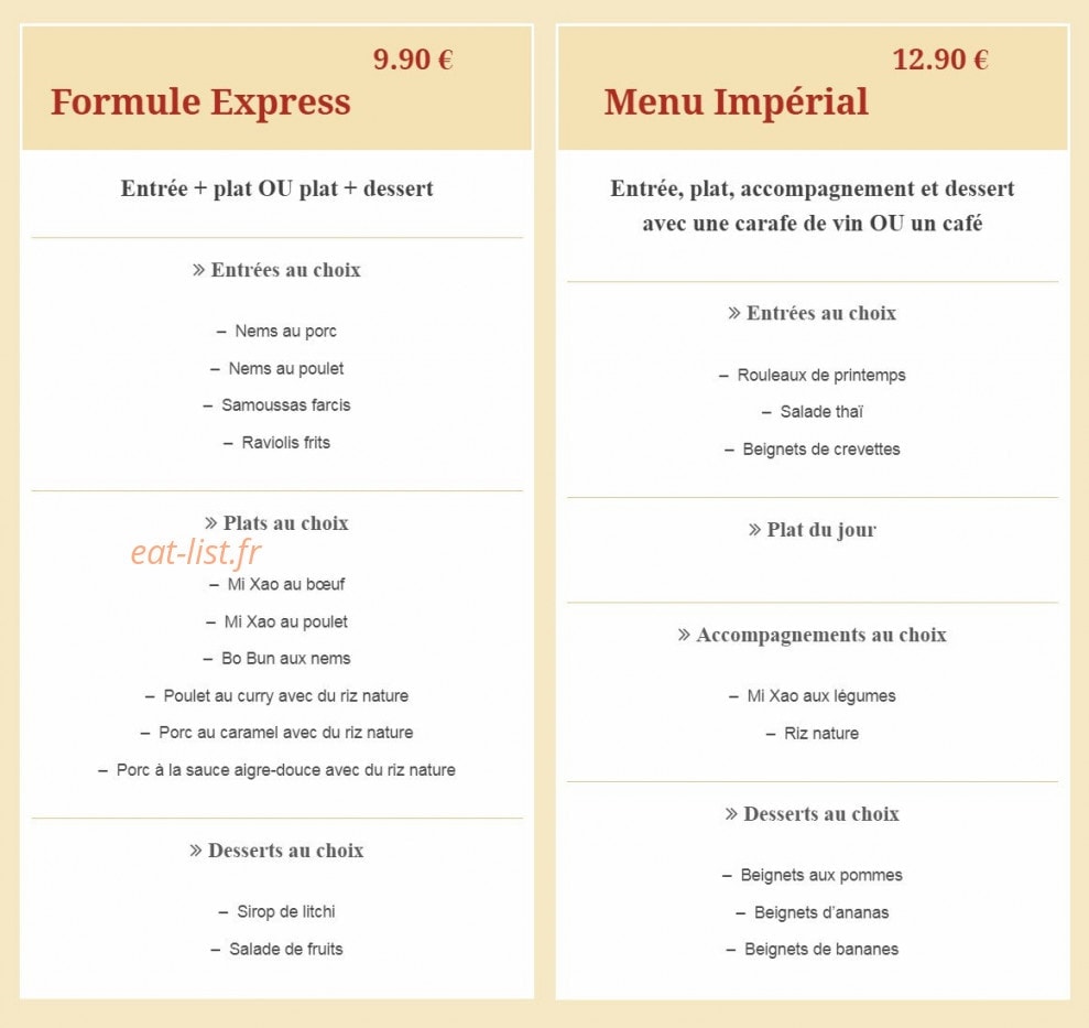 Chez Ay Linh — carte page 18