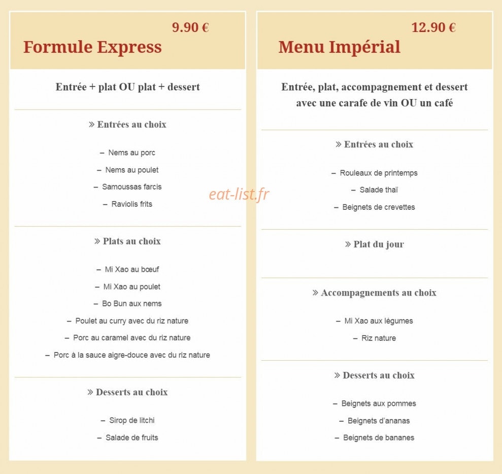 Chez Ay Linh — carte page 19
