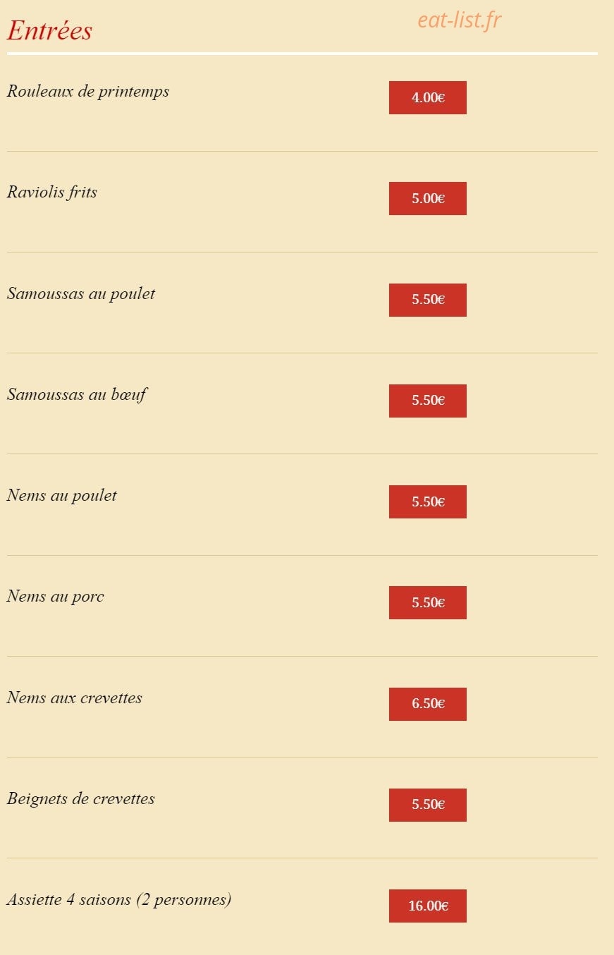 Chez Ay Linh — carte page 1